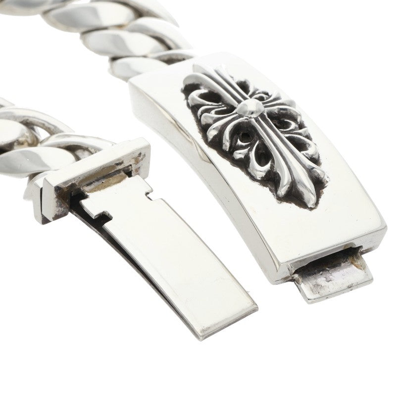 Chrome Hearts ID Floral Cross Silver Bracelet Size 11LINK