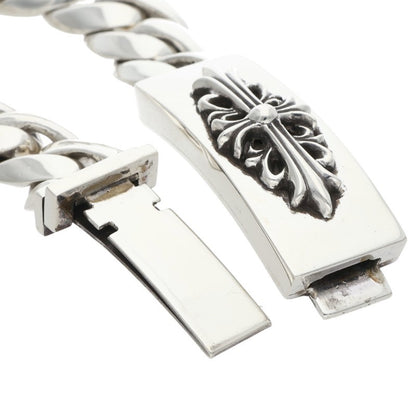 Chrome Hearts ID Floral Cross Silver Bracelet Size 11LINK