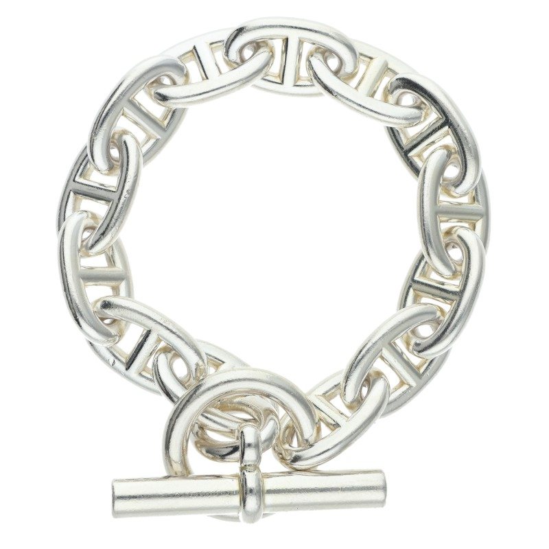 HERMES Chaine d'Ancre TGM Silver Bracelet Size 13LINK