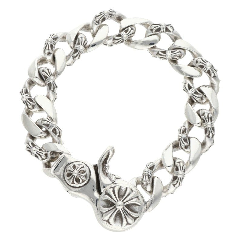 Chrome Hearts Fancy Link Clip Silver Bracelet Size 15LINK