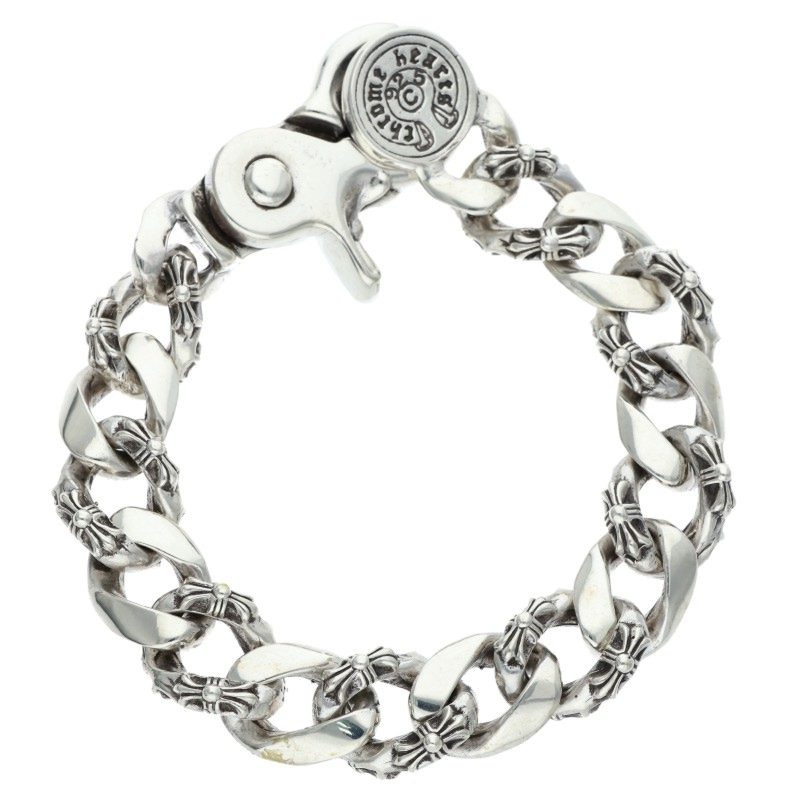 Chrome Hearts Silver Old FNCY CHN LNK Bracelet Size 15LINK