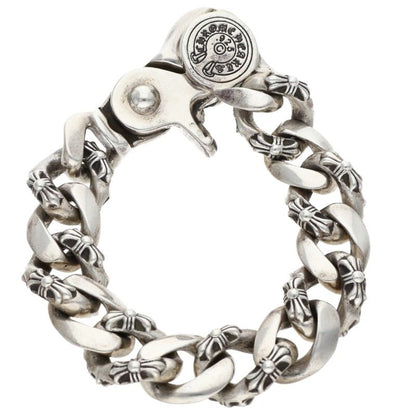 Chrome Hearts FNCY CHN LNK Clip Silver Bracelet Size 13LINK
