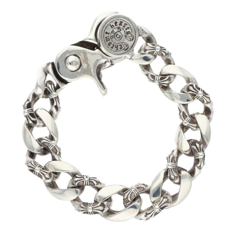 Chrome Hearts FNCY CHN LNK Old Silver Bracelet Size 13LINK