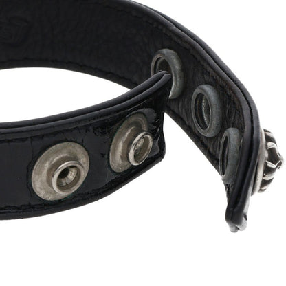Chrome Hearts 3BTN 2SNP Cross Leather Bracelet Size ONE SIZE