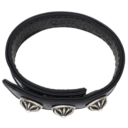 Chrome Hearts 3BTN 2SNP Cross Leather Bracelet Size ONE SIZE