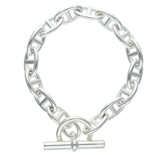 HERMES Chaine d'Ancre GM 925 Silver Bracelet Size 15LINK