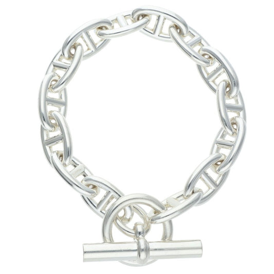 HERMES Chaine d'Ancre GM 925 Silver Bracelet Size 14LINK