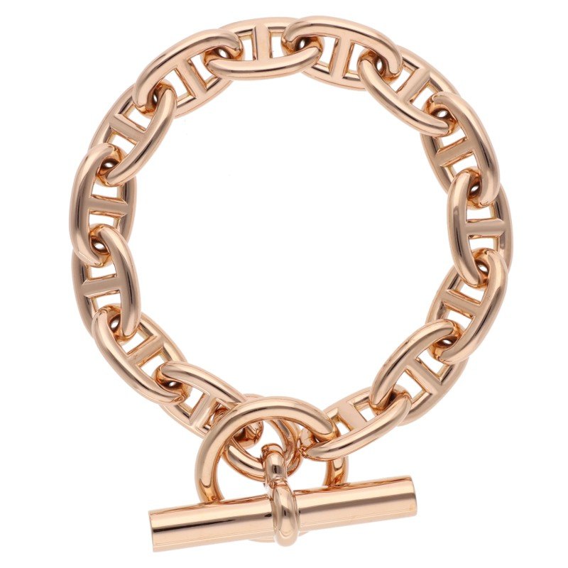 HERMES Chaine d'Ancre MM 18K Pink Gold Bracelet Size 14LINK