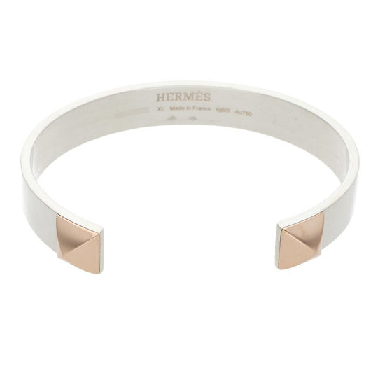 HERMES Clou de H 18K PG & Silver Combo Bracelet Size XL
