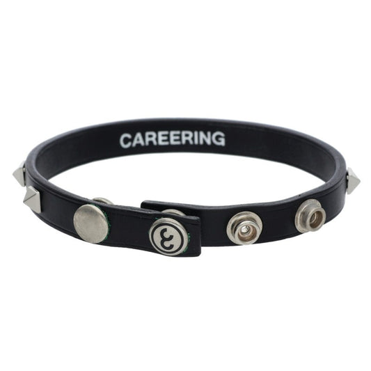 CAREERING Studded Leather Bracelet Black/Silver