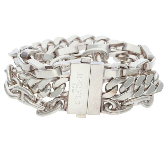 HERMES Etcetera 3 Triple Chain Silver Bracelet Size ONE SIZE