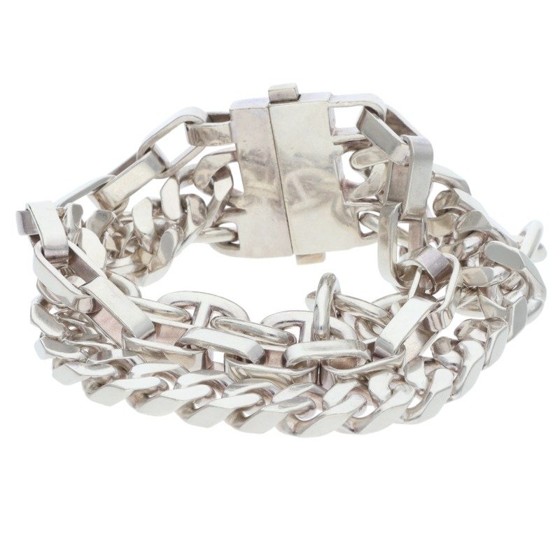HERMES Etcetera 3 Triple Chain Silver Bracelet Size ONE SIZE