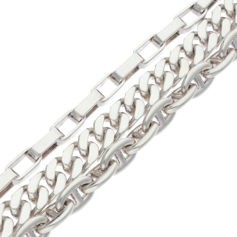 HERMES Etcetera 3 Triple Chain Silver Bracelet Size ONE SIZE