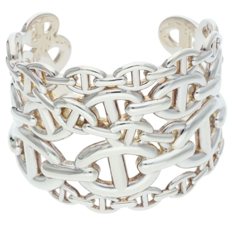 HERMES Chaine d'Ancre Enchainee TGM Silver Bangle Belt Size SH