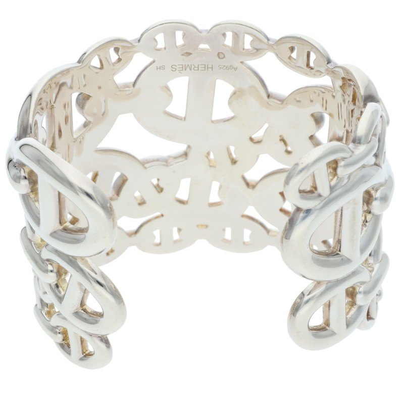 HERMES Chaine d'Ancre Enchainee TGM Silver Bangle Belt Size SH