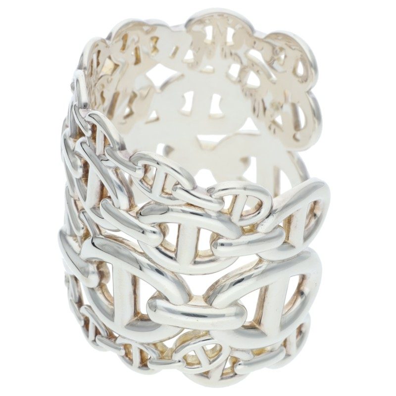 HERMES Chaine d'Ancre Enchainee TGM Silver Bangle Belt Size SH