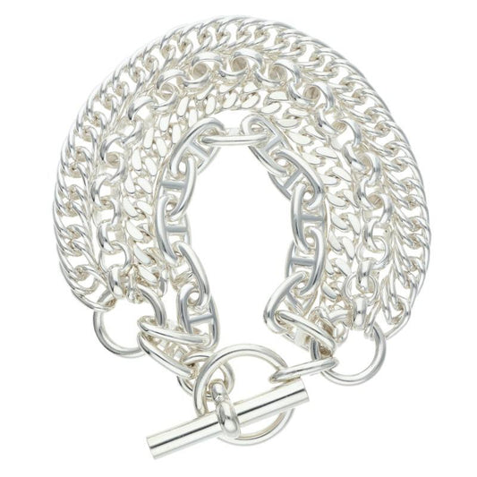 HERMES Etcetera 4 925 Silver 4-Link Chain Bracelet Size SH