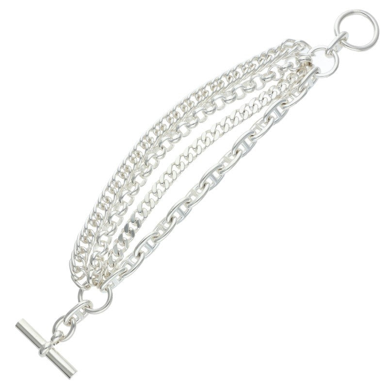HERMES Etcetera 4 925 Silver 4-Link Chain Bracelet Size SH