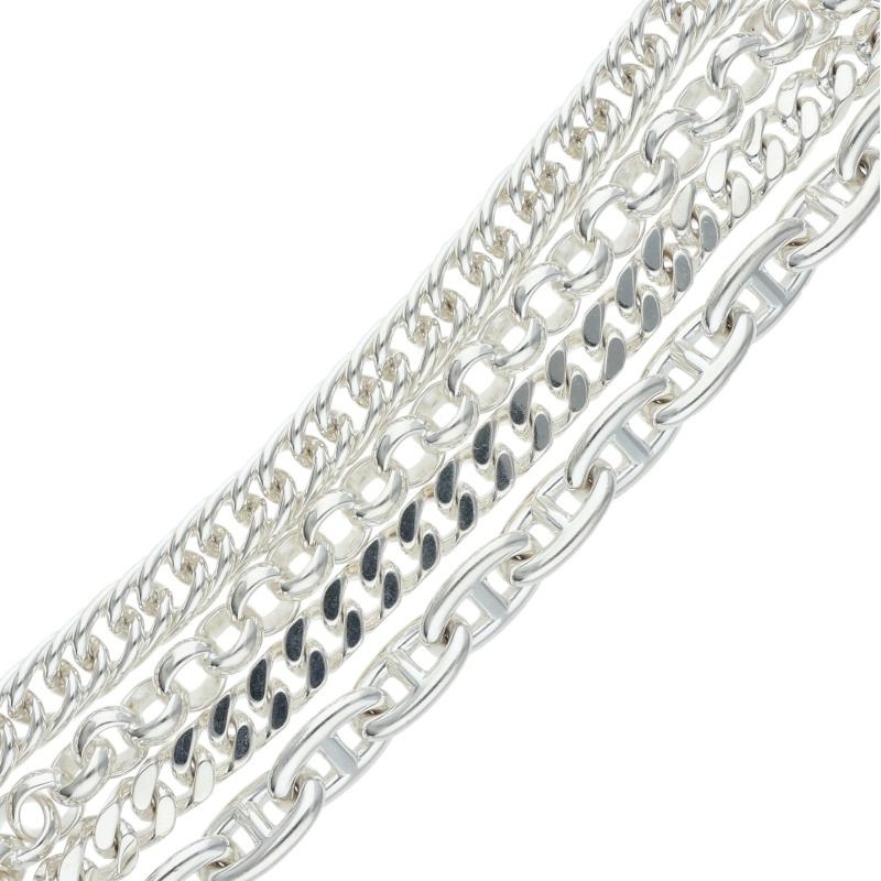 HERMES Etcetera 4 925 Silver 4-Link Chain Bracelet Size SH