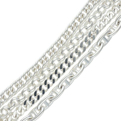 HERMES Etcetera 4 925 Silver 4-Link Chain Bracelet Size SH