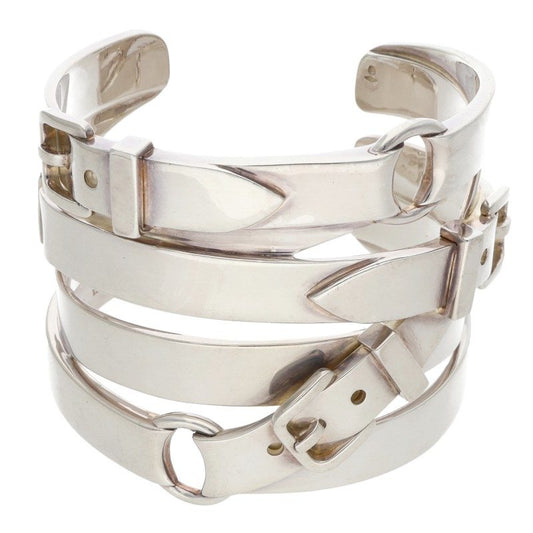 HERMES Debride Silver Bangle Belt Size SH
