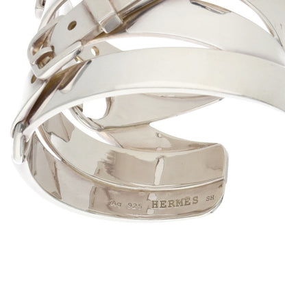 HERMES Debride Silver Bangle Belt Size SH