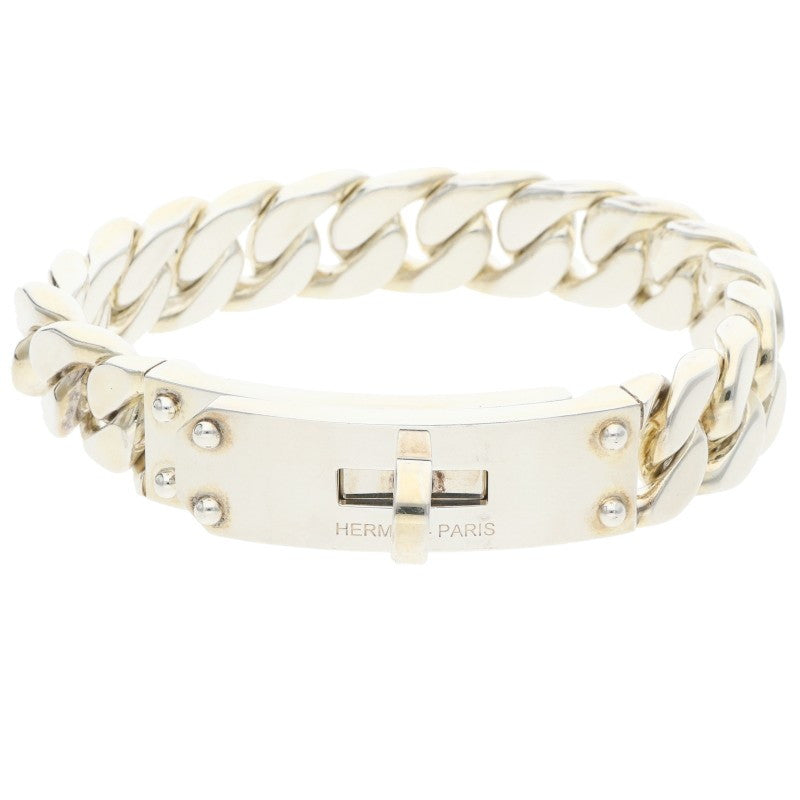 HERMES Kelly Gourmette GM Buckle Silver Bracelet Size ST