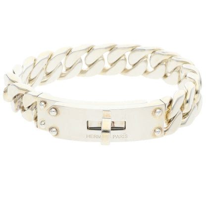 HERMES Kelly Gourmette GM Buckle Silver Bracelet Size ST