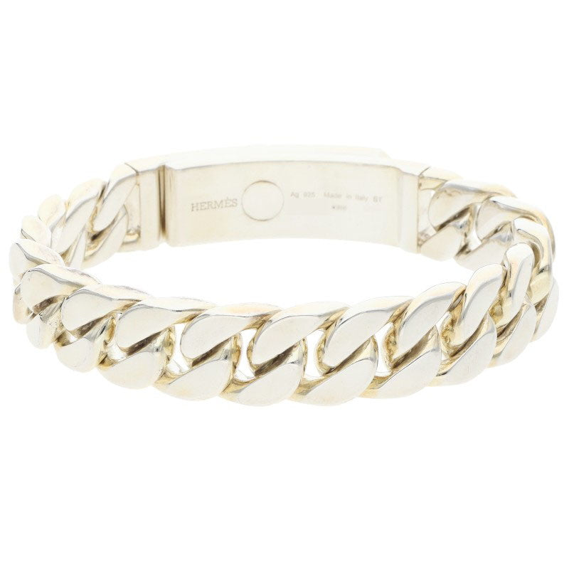 HERMES Kelly Gourmette GM Buckle Silver Bracelet Size ST