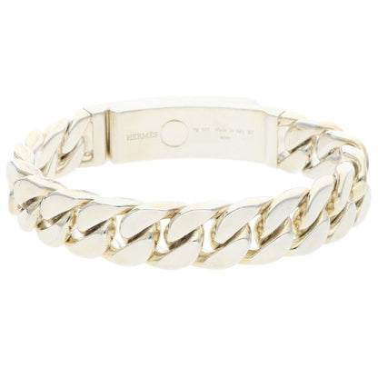 HERMES Kelly Gourmette GM Buckle Silver Bracelet Size ST