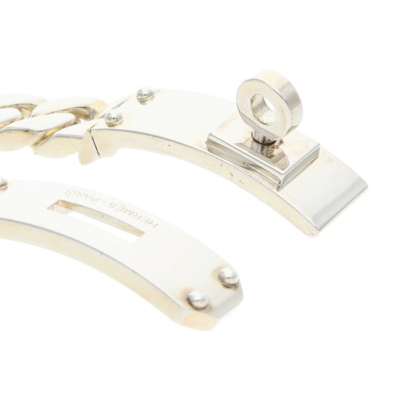 HERMES Kelly Gourmette GM Buckle Silver Bracelet Size ST