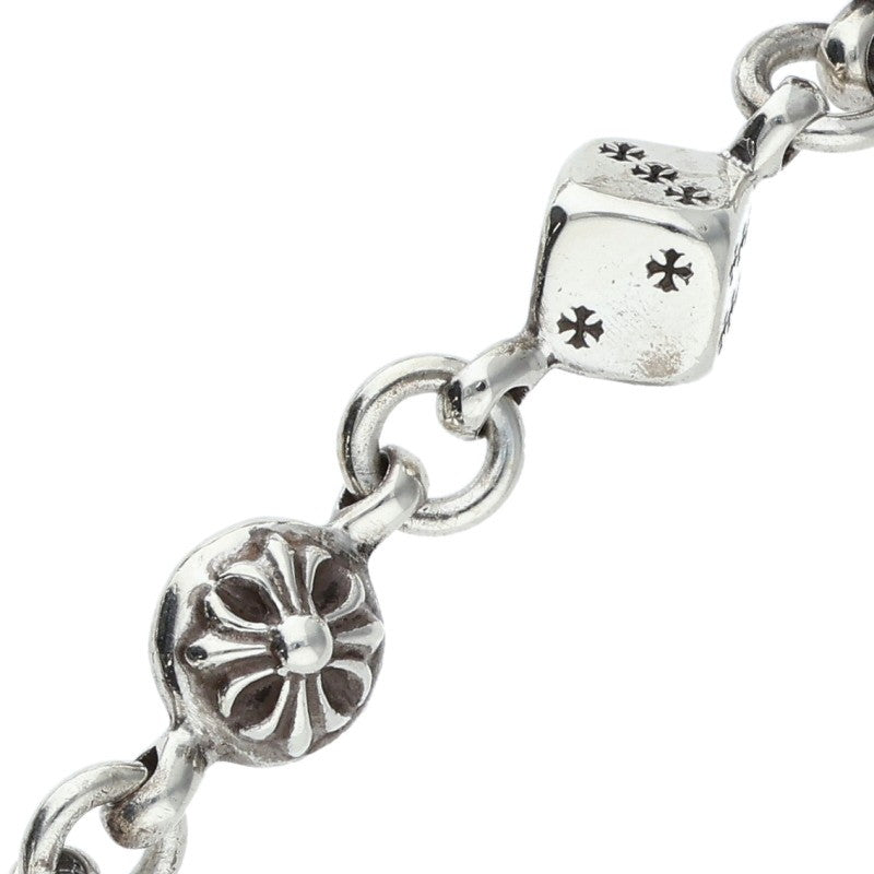 Chrome Hearts DICE NO1 Cross Ball Silver Bracelet Size 8LINK