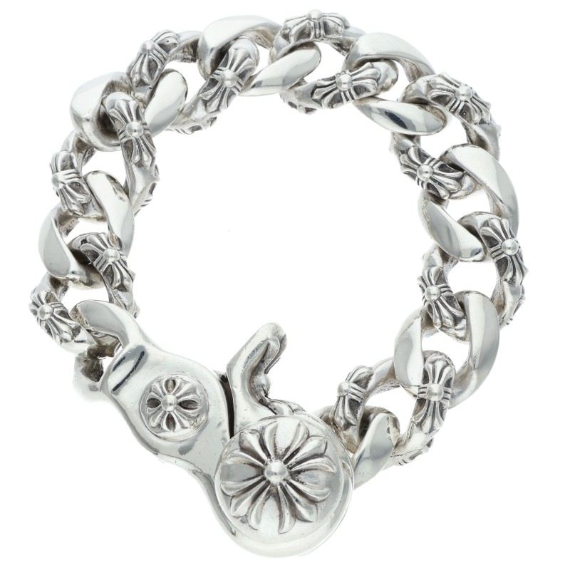 Chrome Hearts Fancy Link Clip Silver Bracelet Size 13LINK