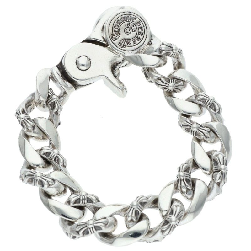 Chrome Hearts Fancy Link Clip Silver Bracelet Size 13LINK