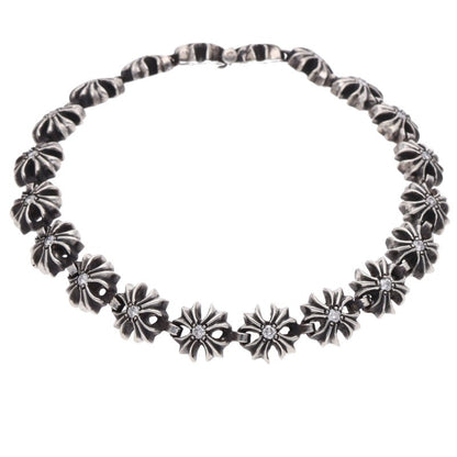 Chrome Hearts TINY PLUS PAVE DIA Silver Bracelet Size 20LINK