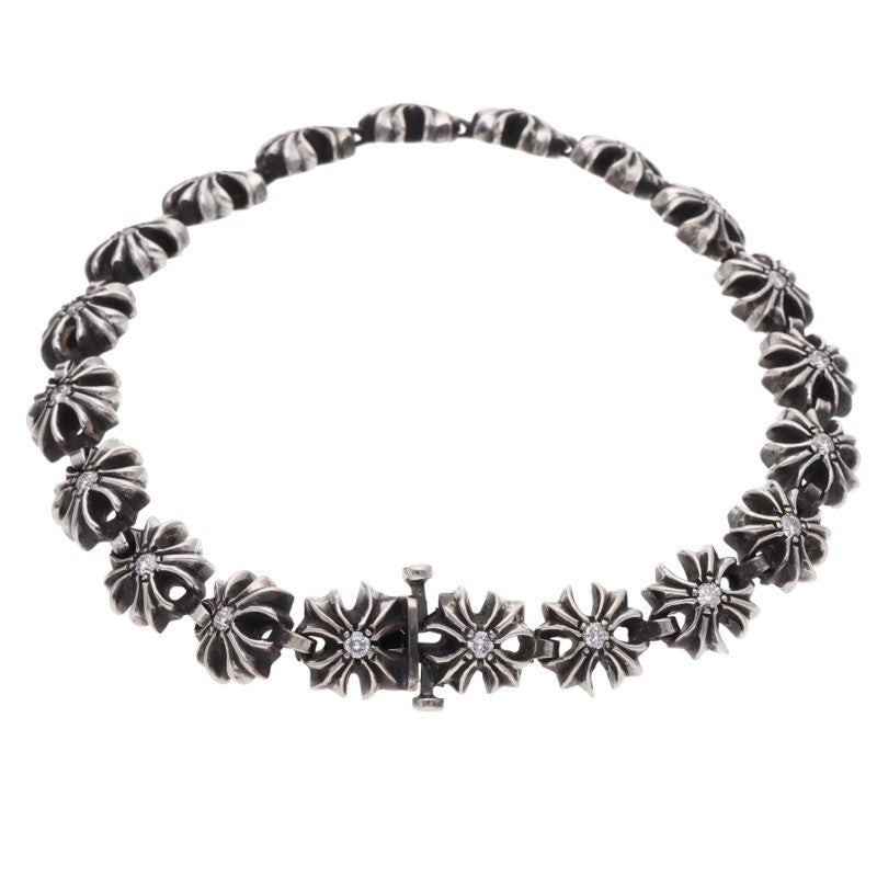 Chrome Hearts TINY PLUS PAVE DIA Silver Bracelet Size 20LINK