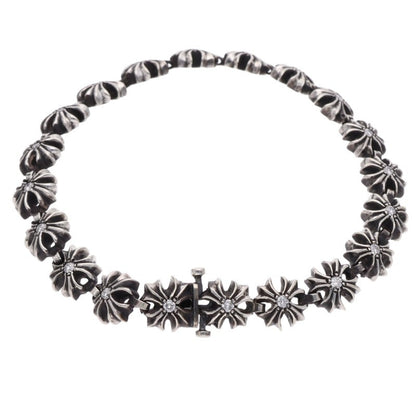 Chrome Hearts TINY PLUS PAVE DIA Silver Bracelet Size 20LINK