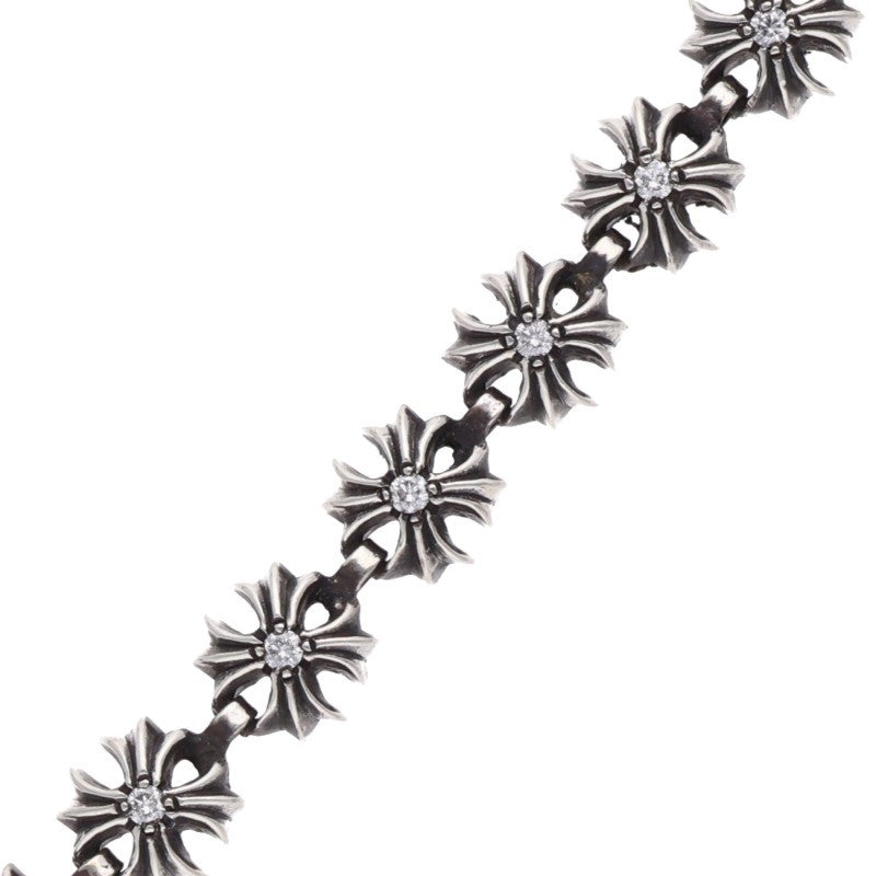 Chrome Hearts TINY PLUS PAVE DIA Silver Bracelet Size 20LINK