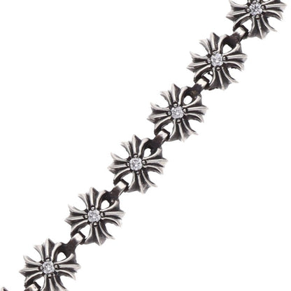 Chrome Hearts TINY PLUS PAVE DIA Silver Bracelet Size 20LINK