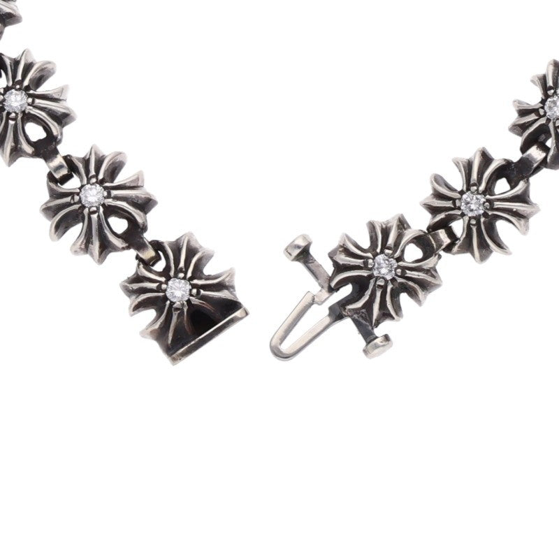 Chrome Hearts TINY PLUS PAVE DIA Silver Bracelet Size 20LINK