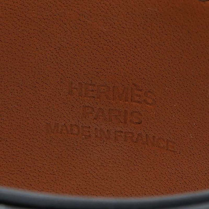HERMES Collier de Chien Silver Leather Bracelet Size L