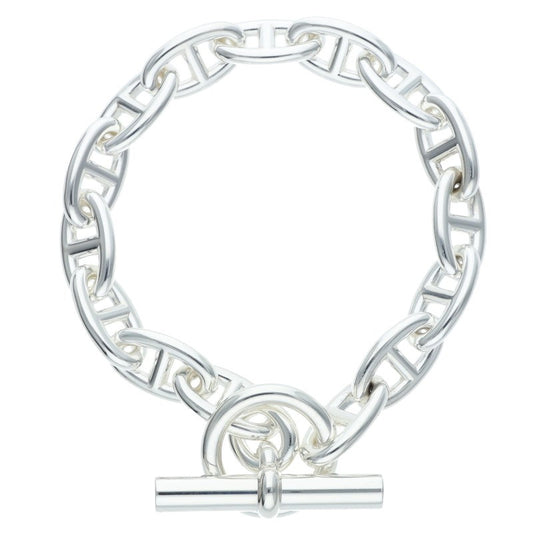HERMES Chaine d'Ancre GM Silver Bracelet Size 15LINK