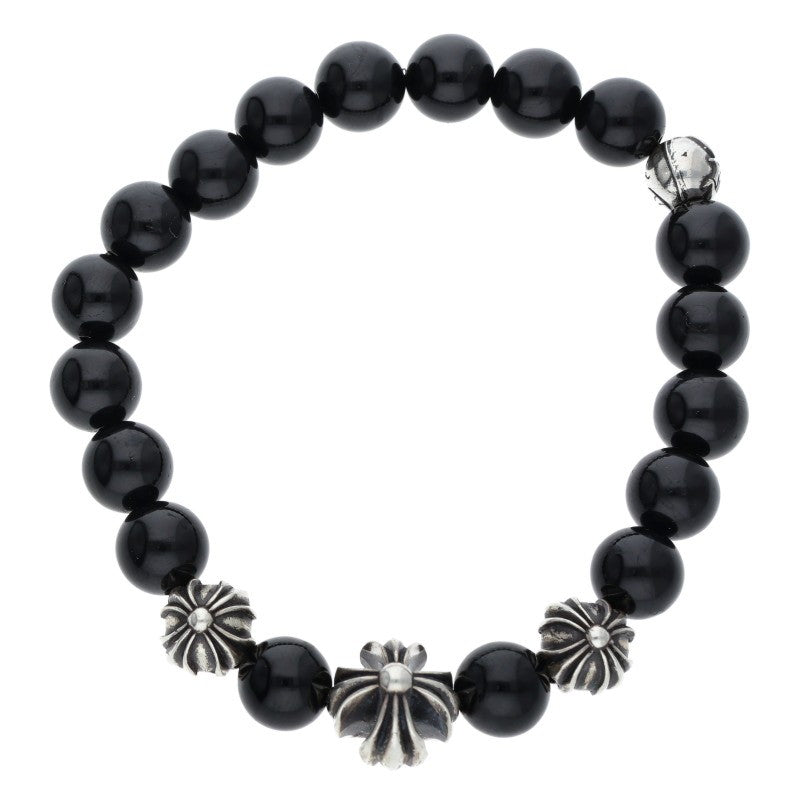 Chrome Hearts Bead Silver & Black Bracelet Size 8MM