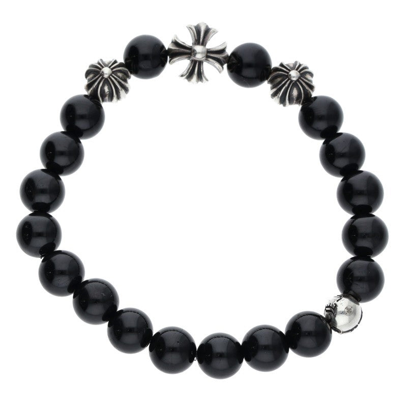 Chrome Hearts Bead Silver & Black Bracelet Size 8MM