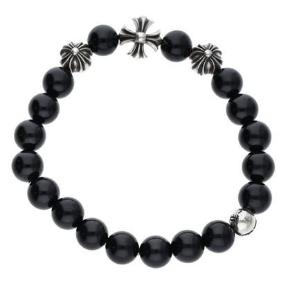 Chrome Hearts Bead Silver & Black Bracelet Size 8MM