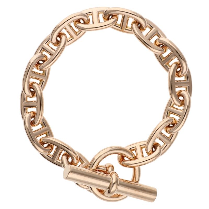 HERMES K18PG Chaine d'Ancre MM Bracelet Size 15LINK