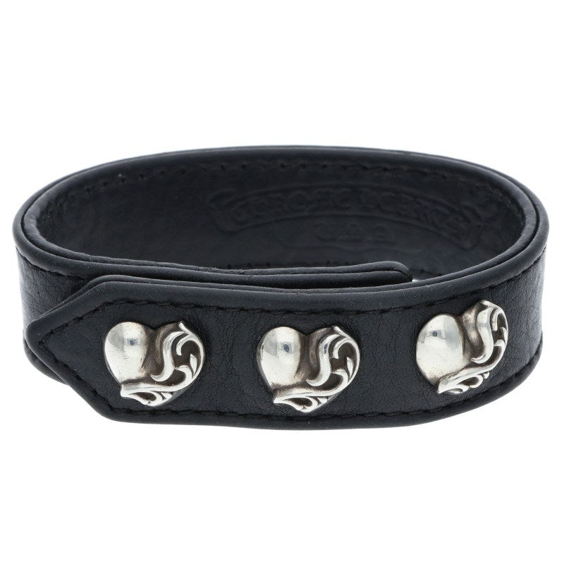 Chrome Hearts 3BTN 2SNP Heart Leather ONE SIZE Bracelet Size ONE SIZE