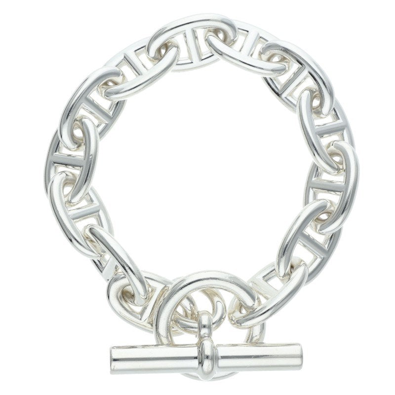 HERMES Chaine d'Ancre TGM Silver Bracelet Size 13LINK