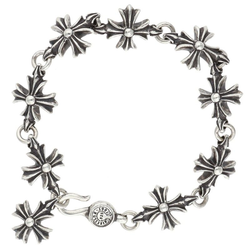 Chrome Hearts CO CH PLUS Cutout Silver Bracelet Size 9LINK