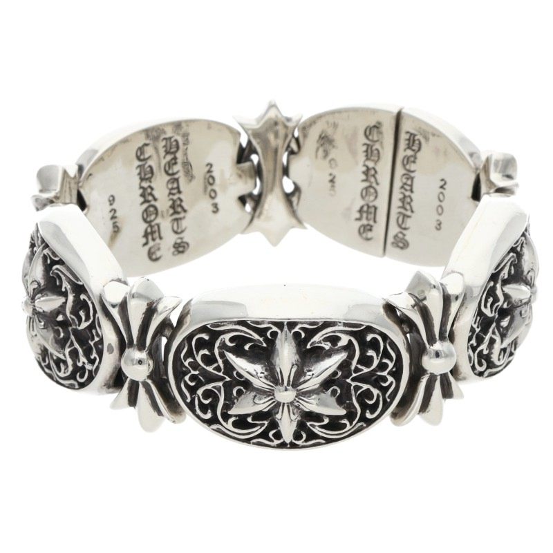 Chrome Hearts Tiny Oval Star Link Silver Bracelet Size 4LINK